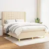 Image de vidaXL Sommier à lattes de lit avec matelas Crème 140x190 cm Tissu