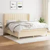 Image de vidaXL Sommier à lattes de lit avec matelas Crème 180x200 cm Tissu