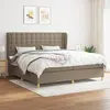 Image de vidaXL Sommier à lattes de lit avec matelas Taupe 200x200 cm Tissu