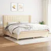 Image de vidaXL Sommier à lattes de lit avec matelas Crème 200x200 cm Tissu