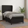 Image de vidaXL Sommier à lattes de lit avec matelas Noir 100x200 cm Similicuir