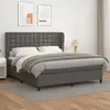 Image de vidaXL Sommier à lattes de lit avec matelas Gris 160x200 cm Similicuir