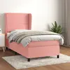 Image de vidaXL Sommier à lattes de lit avec matelas Rose 90x190 cm Velours