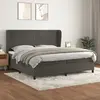 Image de vidaXL Sommier à lattes de lit et matelas Gris foncé 200x200cm Velours