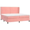 Image de vidaXL Sommier à lattes de lit avec matelas Rose 200x200 cm Velours