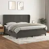 Image de vidaXL Sommier à lattes de lit et matelas Gris foncé 200x200cm Velours