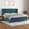Image de vidaXL Sommier à lattes de lit et matelas Bleu foncé 200x200cm Velours