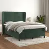 Image de vidaXL Sommier à lattes de lit et matelas Vert foncé 140x190cm Velours