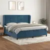 Image de vidaXL Sommier à lattes de lit et matelas Bleu foncé 200x200cm Velours