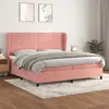 Image de vidaXL Sommier à lattes de lit avec matelas Rose 200x200 cm Velours