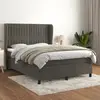 Image de vidaXL Sommier à lattes de lit et matelas Gris foncé 140x190cm Velours