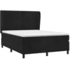 Image de vidaXL Sommier à lattes de lit avec matelas Noir 140x200 cm Velours