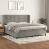 Image de vidaXL Sommier à lattes de lit et matelas Gris clair 200x200cm Velours