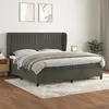 Image de vidaXL Sommier à lattes de lit et matelas Gris foncé 200x200cm Velours