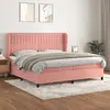 Image de vidaXL Sommier à lattes de lit avec matelas Rose 200x200 cm Velours