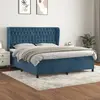 Image de vidaXL Sommier à lattes de lit et matelas Bleu foncé 160x200cm Velours