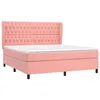 Image de vidaXL Sommier à lattes de lit avec matelas Rose 180x200 cm Velours