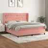 Image de vidaXL Sommier à lattes de lit avec matelas Rose 180x200 cm Velours