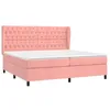 Image de vidaXL Sommier à lattes de lit avec matelas Rose 200x200 cm Velours