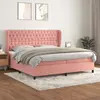 Image de vidaXL Sommier à lattes de lit avec matelas Rose 200x200 cm Velours