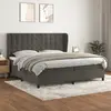 Image de vidaXL Sommier à lattes de lit et matelas Gris foncé 200x200cm Velours