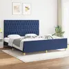 Image de vidaXL Cadre de lit sans matelas et tête de lit bleu 180x200 cm tissu