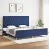 Image de vidaXL Cadre de lit sans matelas avec tête de lit bleu 200x200cm tissu