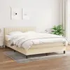 Image de vidaXL Sommier à lattes de lit avec matelas Crème 140x200 cm Tissu