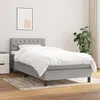 Image de vidaXL Sommier à lattes de lit avec matelas Gris clair 90x200 cm Tissu