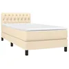 Image de vidaXL Sommier à lattes de lit avec matelas Crème 90x200 cm Tissu