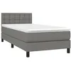 Image de vidaXL Sommier à lattes de lit avec matelas Gris foncé 100x200cm Tissu