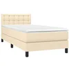 Image de vidaXL Sommier à lattes de lit avec matelas Crème 100x200 cm Tissu