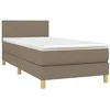 Image de vidaXL Sommier à lattes de lit avec matelas Taupe 90x190 cm Tissu