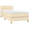 Image de vidaXL Sommier à lattes de lit avec matelas Crème 90x200 cm Tissu