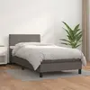 Image de vidaXL Sommier à lattes de lit avec matelas Gris 90x190 cm Similicuir