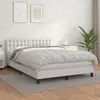 Image de vidaXL Sommier à lattes de lit avec matelas Blanc 140x190cm Similicuir