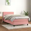 Image de vidaXL Sommier à lattes de lit et matelas Rose 80x200 cm Velours