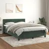 Image de vidaXL Sommier à lattes de lit et matelas Vert foncé 140x190cm Velours