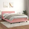 Image de vidaXL Sommier à lattes de lit avec matelas Rose 140x190 cm Velours