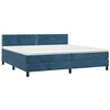 Image de vidaXL Sommier à lattes de lit et matelas Bleu foncé 200x200cm Velours