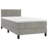 Image de vidaXL Sommier à lattes de lit et matelas Gris clair 90x200 cm Velours
