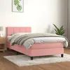Image de vidaXL Sommier à lattes de lit avec matelas Rose 100x200 cm Velours