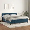 Image de vidaXL Sommier à lattes de lit et matelas Bleu foncé 160x200cm Velours