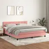 Image de vidaXL Sommier à lattes de lit avec matelas Rose 160x200 cm Velours