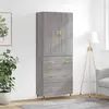 Image de vidaXL Buffet haut Sonoma gris 69,5x34x180 cm Bois d'ingénierie