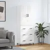 Image de vidaXL Buffet haut Blanc 69,5x34x180 cm Bois d'ingénierie