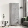 Image de vidaXL Buffet haut Sonoma gris 69,5x34x180 cm Bois d'ingénierie