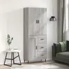 Image de vidaXL Buffet haut Sonoma gris 69,5x34x180 cm Bois d'ingénierie