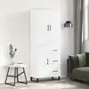 Image de vidaXL Buffet haut Blanc 69,5x34x180 cm Bois d'ingénierie