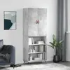 Image de vidaXL Buffet haut Gris béton 69,5x34x180 cm Bois d'ingénierie